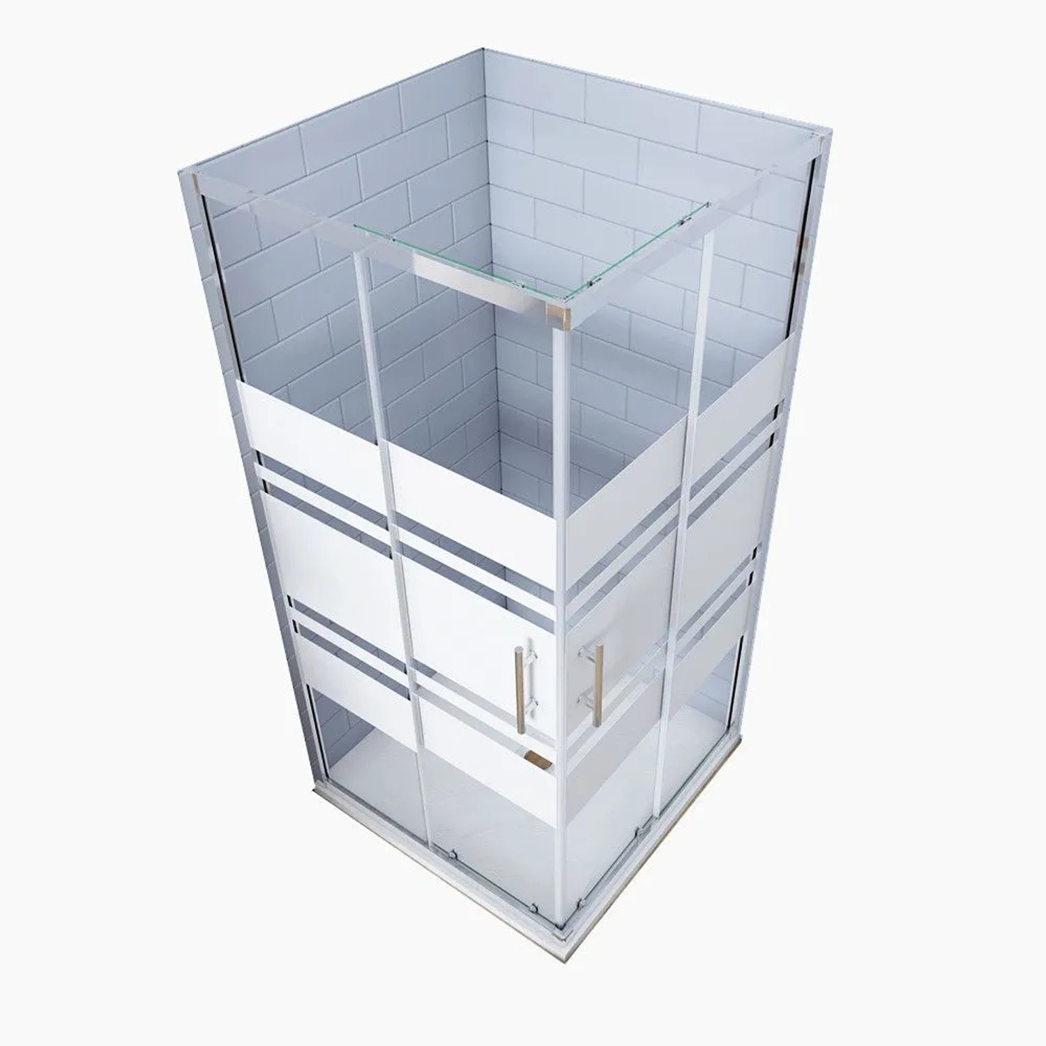 Duschparadies Duschkabinen 80x80x185cm Eckeinstieg Duschen Schiebetür 6mm Gestreiftesglas Hochglanz Verchromt Eckdusche