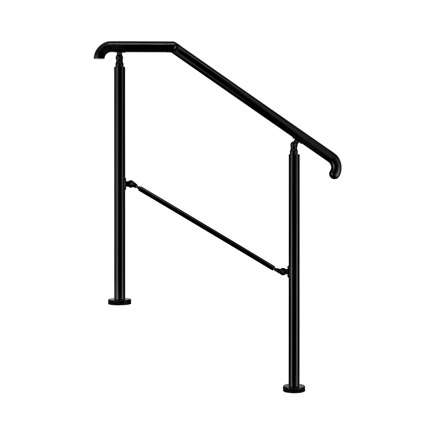 Duschparadies Eingangsgeländer 108 cm Edelstahl Schwarz für 2 oder 3 Stufen Verstellbar
