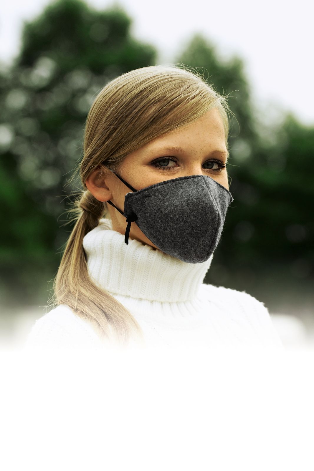 Buri - Bequeme Kältemaske Grau Waschbar Kälte Gesichtsmaske 3-lagig Winter Polyester