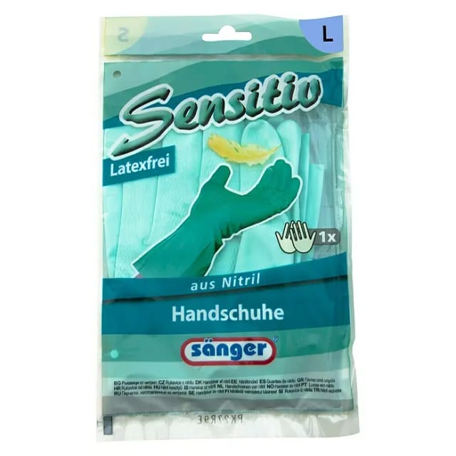 Sänger - Haushalts-handschuh 'sensitiv' Größe L Aus Nitril Grün, Latexfrei