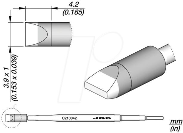 JBC C210042 - Lötspitze C210, C210041/3,9x1,0 mm, Meißel