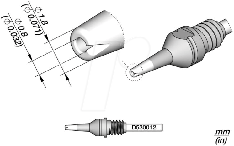 JBC D530012 - Entlötspitze D530, D530012/0.8 mm, 1.8 mm, Padcleaning