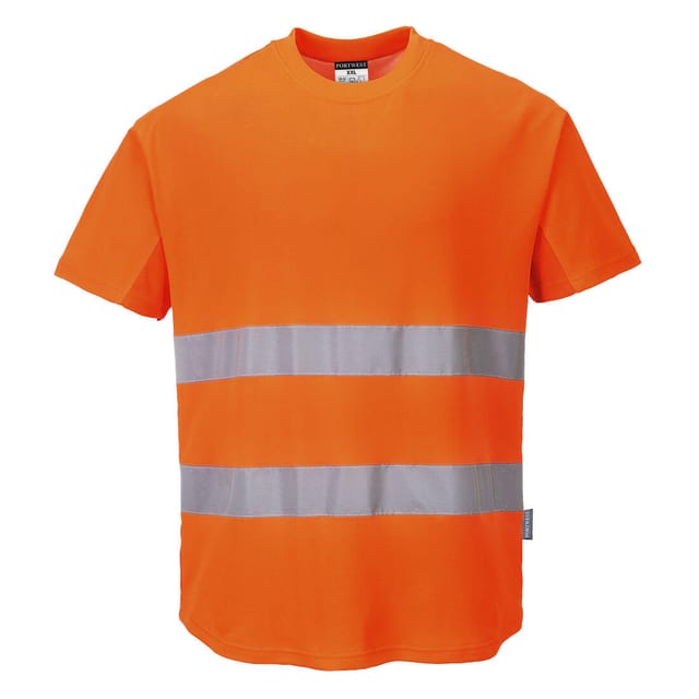 Atmungsaktives T-shirt Mit 2 Orangefarbenen Streifen, Größe Xl