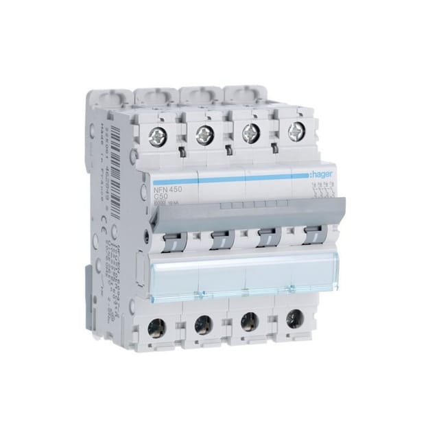 Hager Nfn450 Leistungsschalter 4p Hager - Kurve C - 50a - 6/10ka - 400v - 50/60 Hz