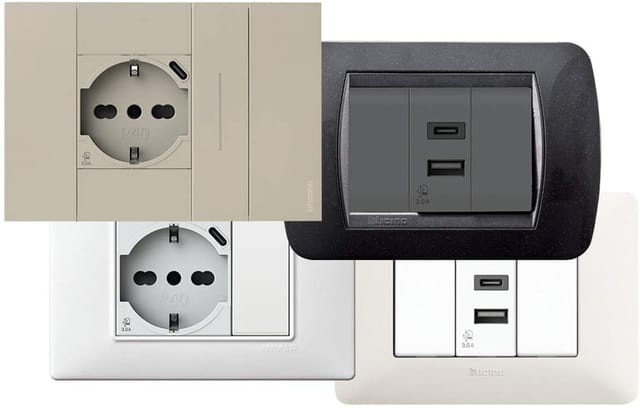 4box P40 Zweipolige Und Schuko-steckdose Mit Usb 3.0a Vimar Plana 4b.v14.p40.usb