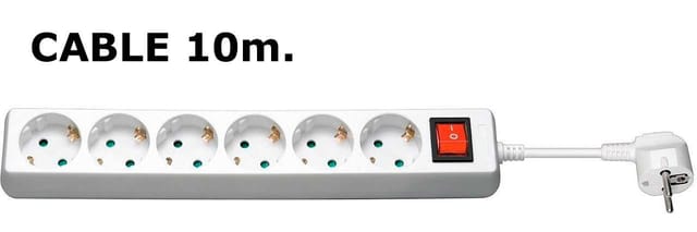 6-fach Schuko-steckdose 10m Weiß