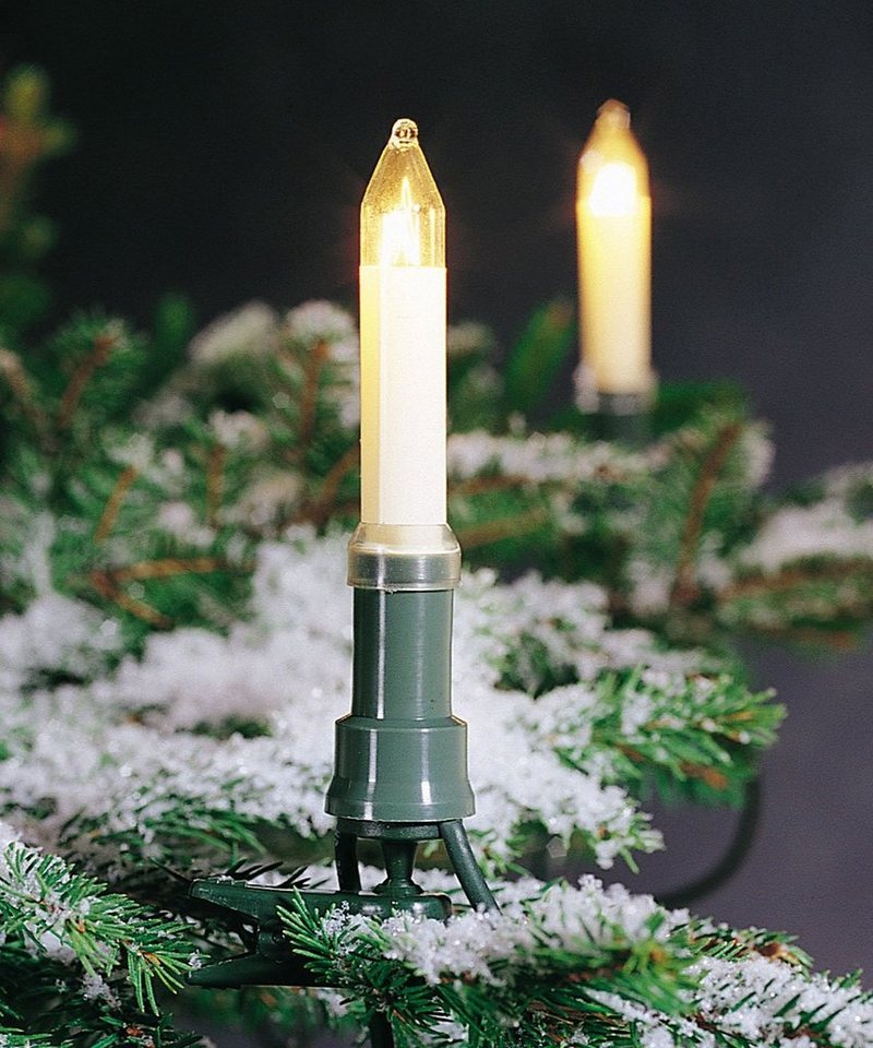 KONSTSMIDE Christbaumkerzen, 16-flammig, Baumkette, Schaftkerzen, teilbarer Stecker, 16 klare Birnen Bild 3