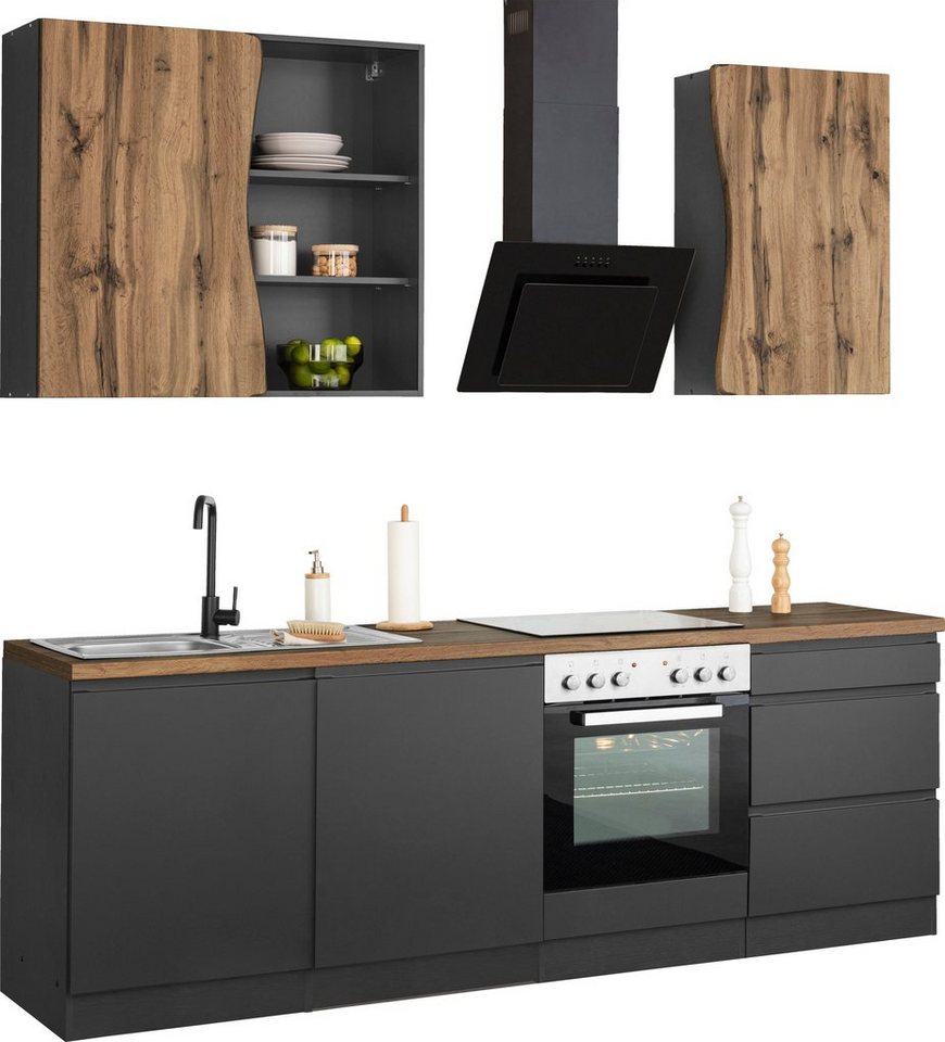 KOCHSTATION Küchenzeile KS-Bruneck, 240cm breit, wahlweise mit oder ohne E-Geräte, hochwertige MDF-Fronten Bild 2