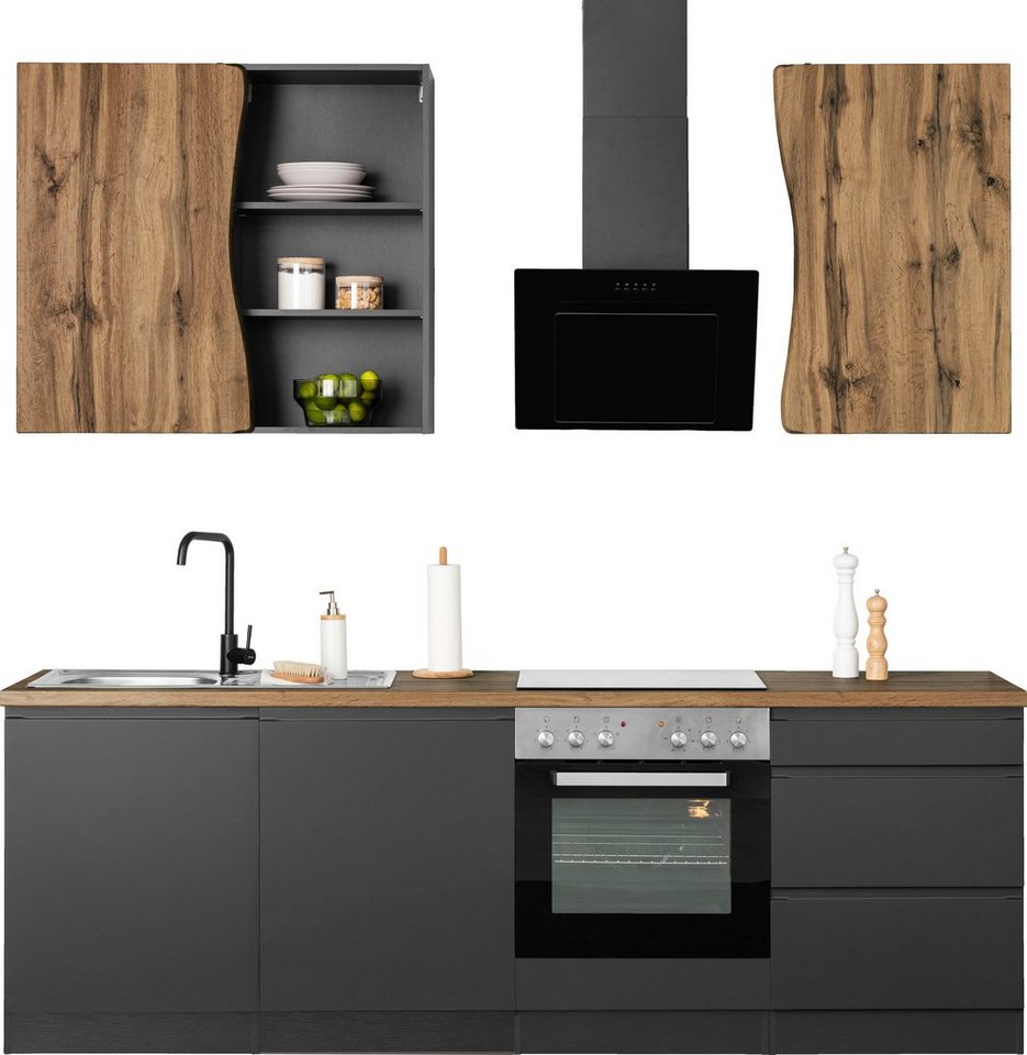 KOCHSTATION Küchenzeile KS-Bruneck, 240cm breit, wahlweise mit oder ohne E-Geräte, hochwertige MDF-Fronten Bild 5