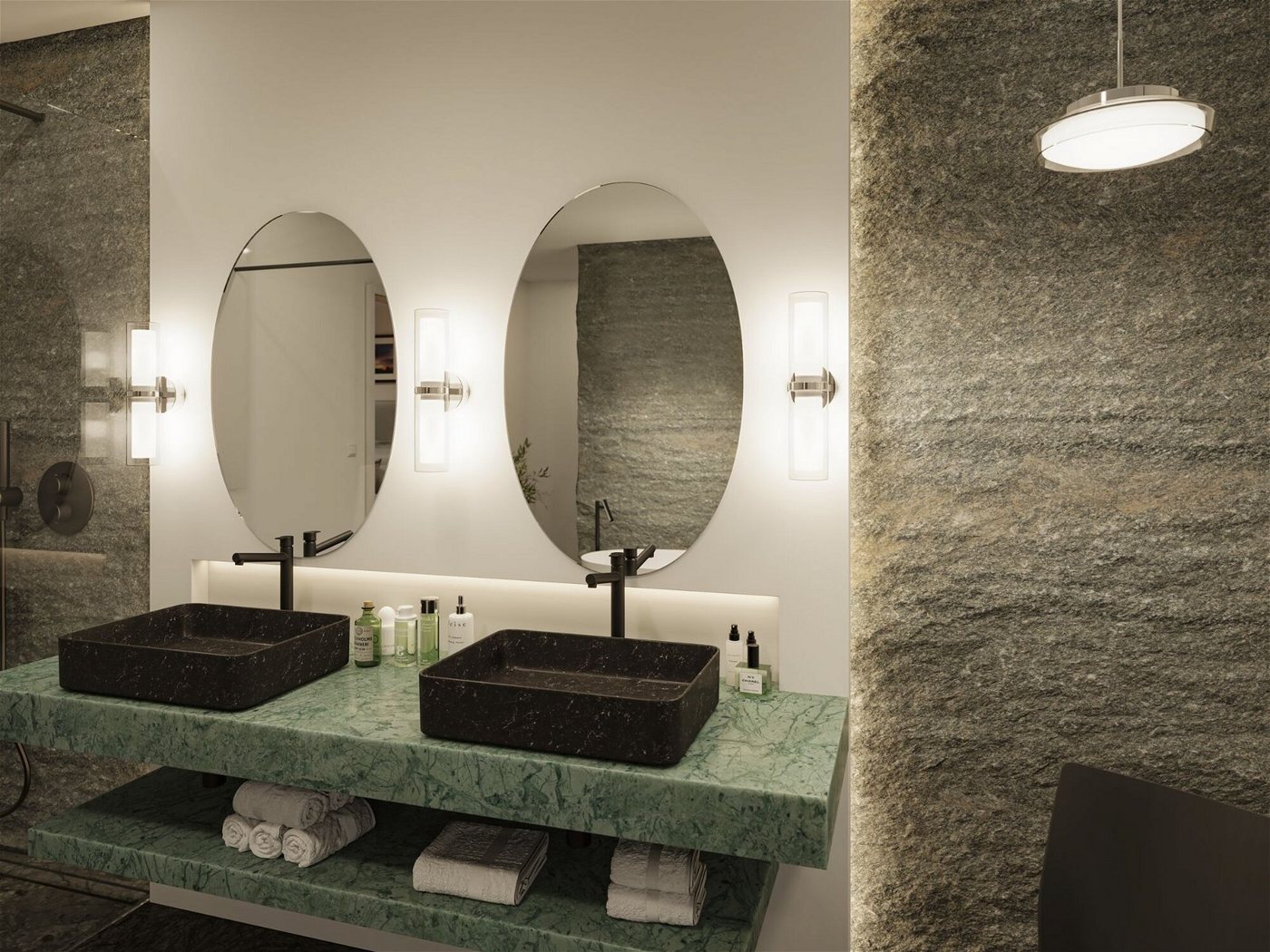 Paulmann LED Pendelleuchte Selection Bathroom Luena IP44 11,5W 3000K Chrom 230V Glas/Metall, LED fest integriert, Warmweiß Bild 2