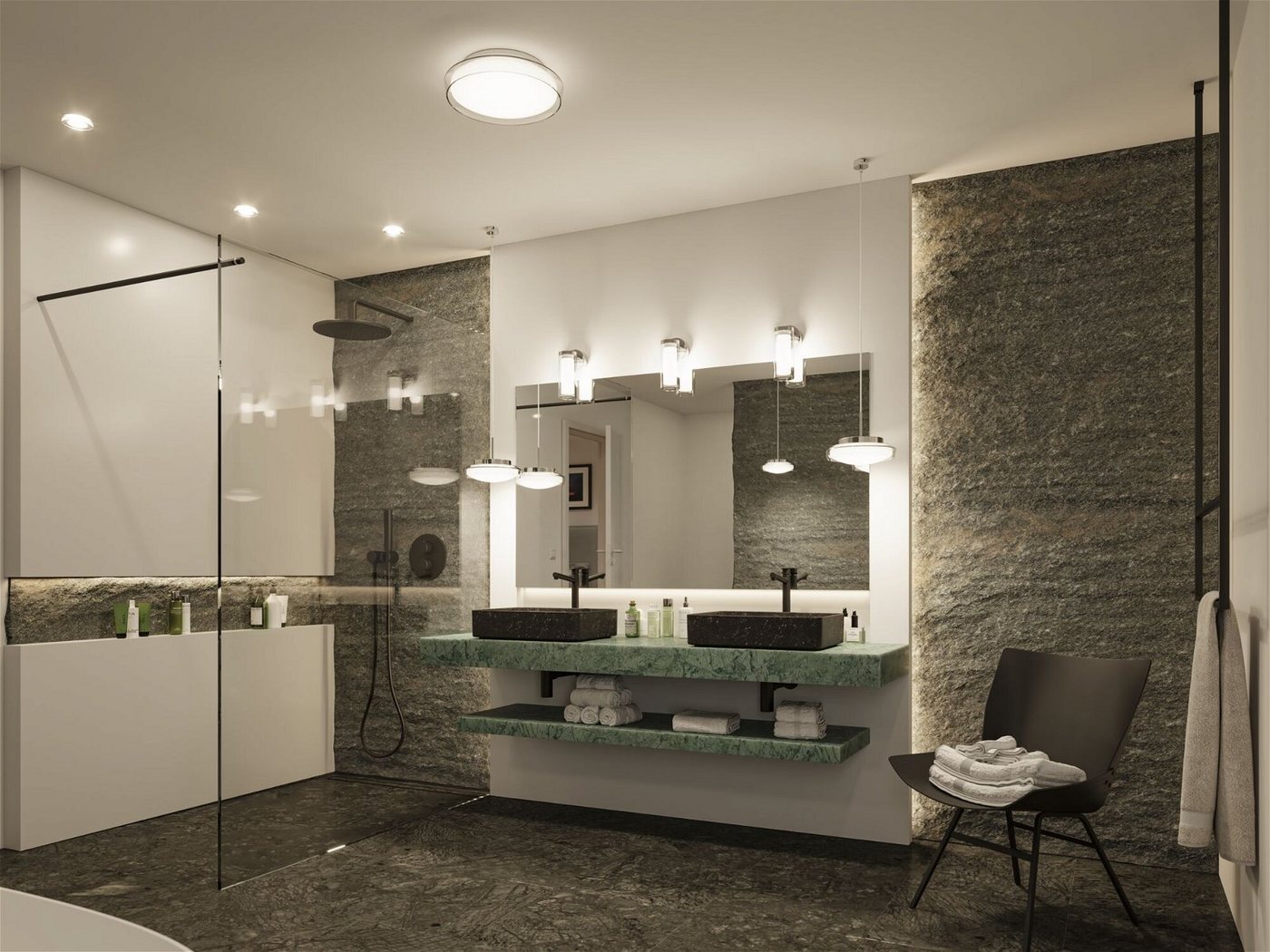 Paulmann LED Pendelleuchte Selection Bathroom Luena IP44 11,5W 3000K Chrom 230V Glas/Metall, LED fest integriert, Warmweiß Bild 3