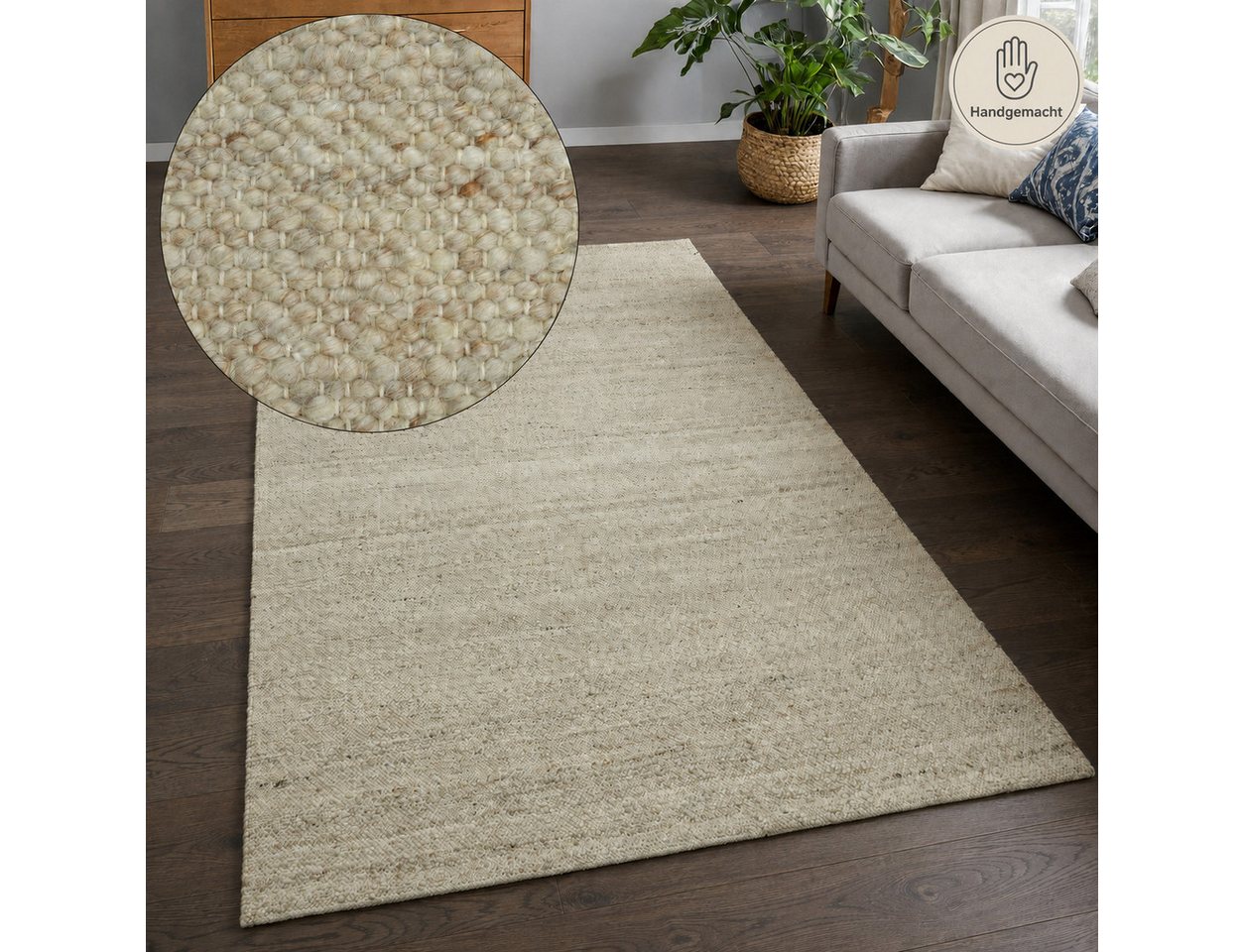 OTTO home Teppich Naddia, Webstruktur, Naturtöne, rechteckig, Höhe: 9 mm, Zeitloses Design, meliert, Wohnzimmer, Schlafzimmer, Esszimmer
