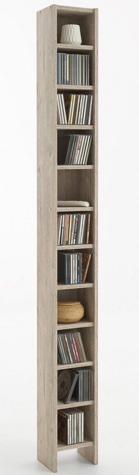 FMD Standregal Hallo 2, Schmales Medienregal mit 11 Fächern, Breite 19,5 cm