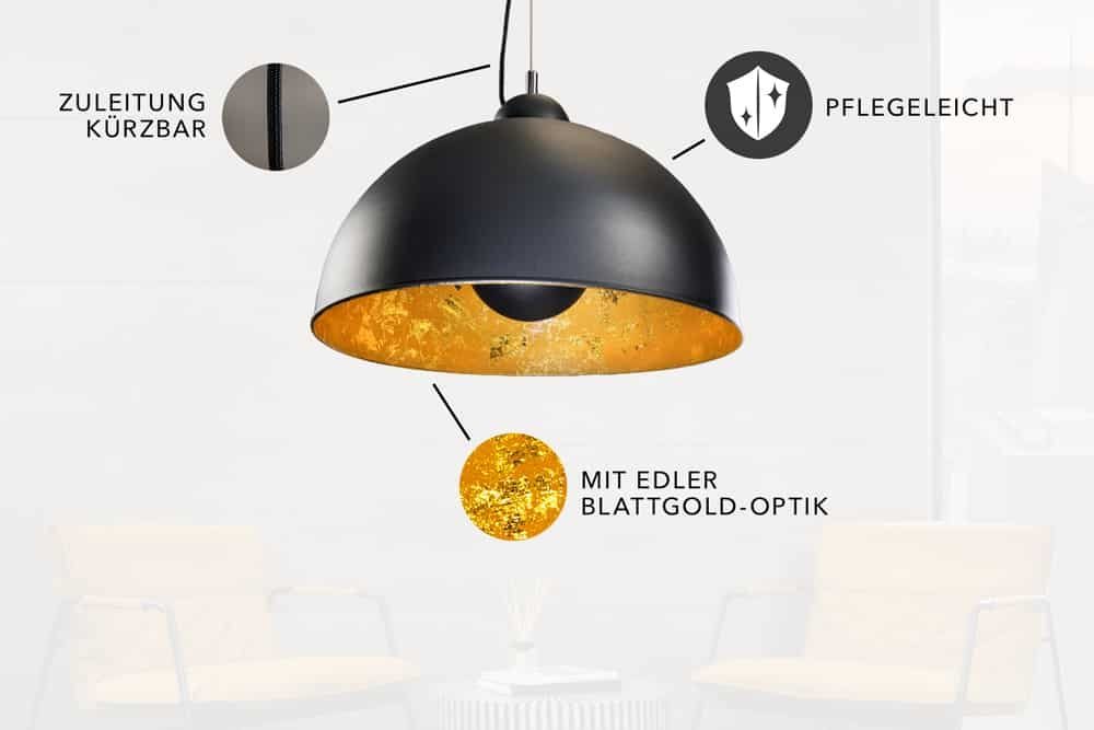 riess-ambiente Hängeleuchte STUDIO 55cm schwarz / gold, ohne Leuchtmittel, Wohnzimmer · Metall · Esszimmer · Industrial Bild 4