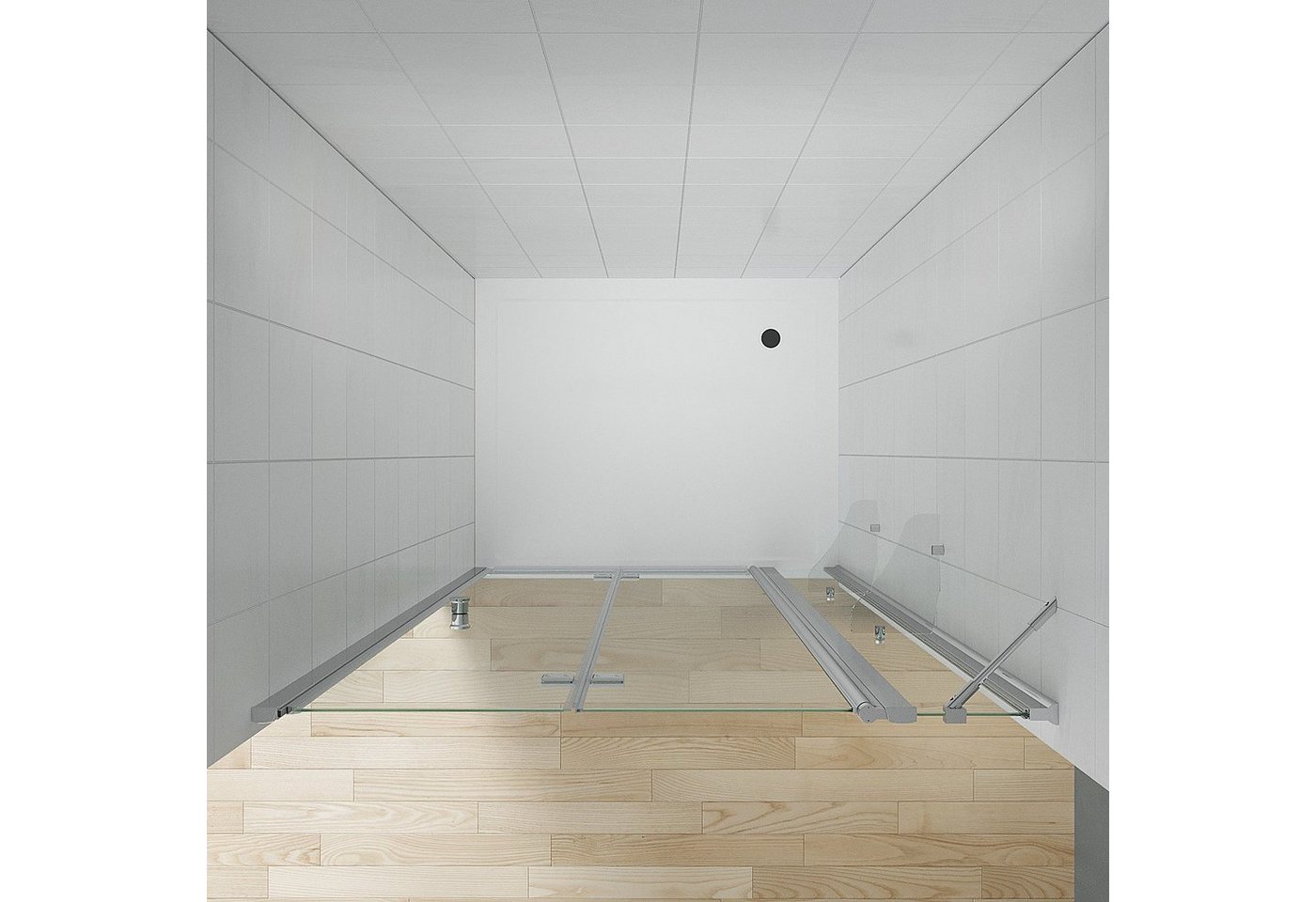AQUABATOS Dusch-Falttür Begehbare Dusche faltbar Duschtür in Nische mit Festteil Nischentür, 110x187 cm, Einscheiben-Sicherheitsglas (ESG) 5 mm Bild 3