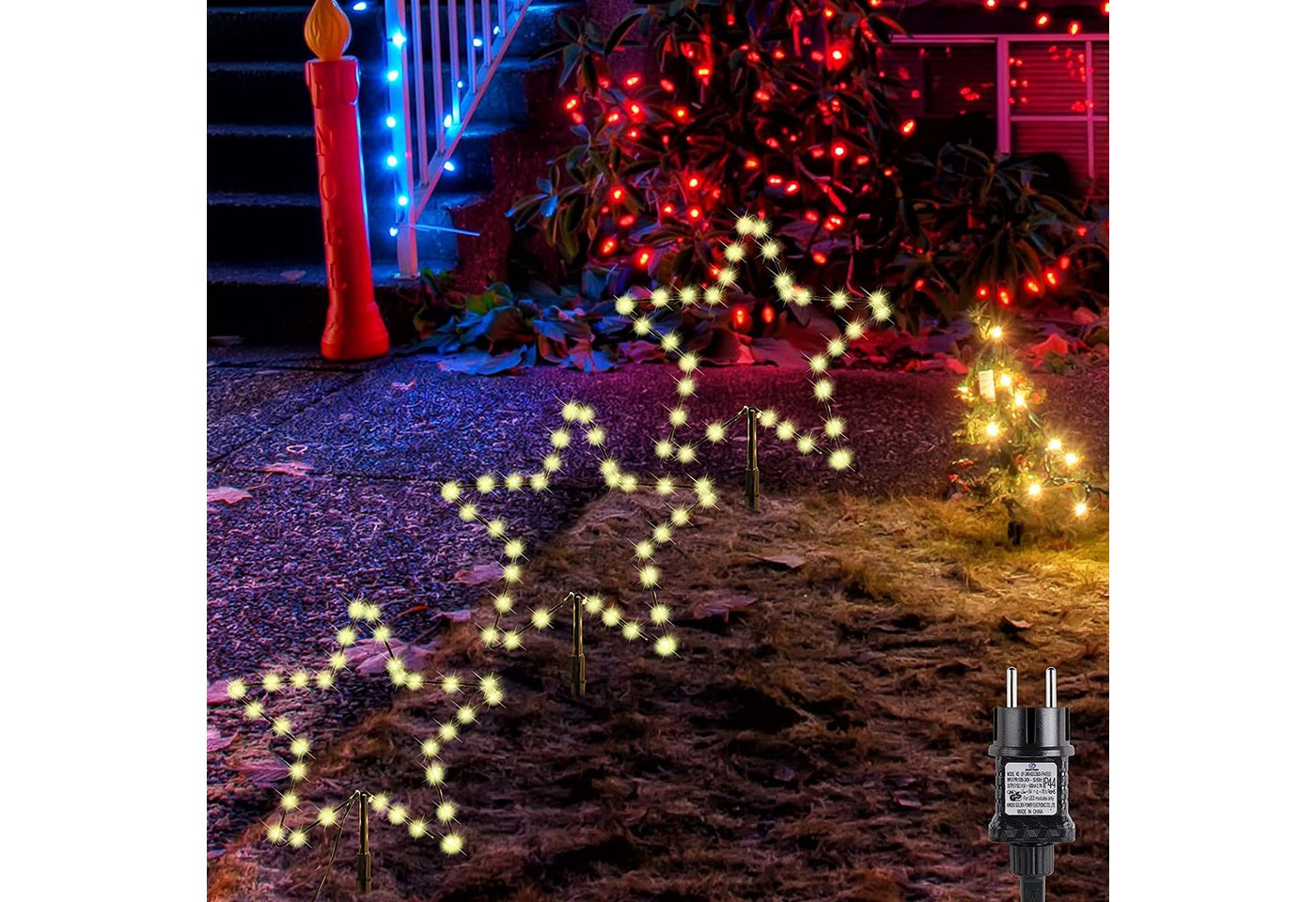 Salcar LED-Lichterkette LED Leuchtstäbe Stern Garten LED Leuchtstern 3 Stück/ 6 Stück Warmweiß, 30cm 3er Sterne LED Bild 2