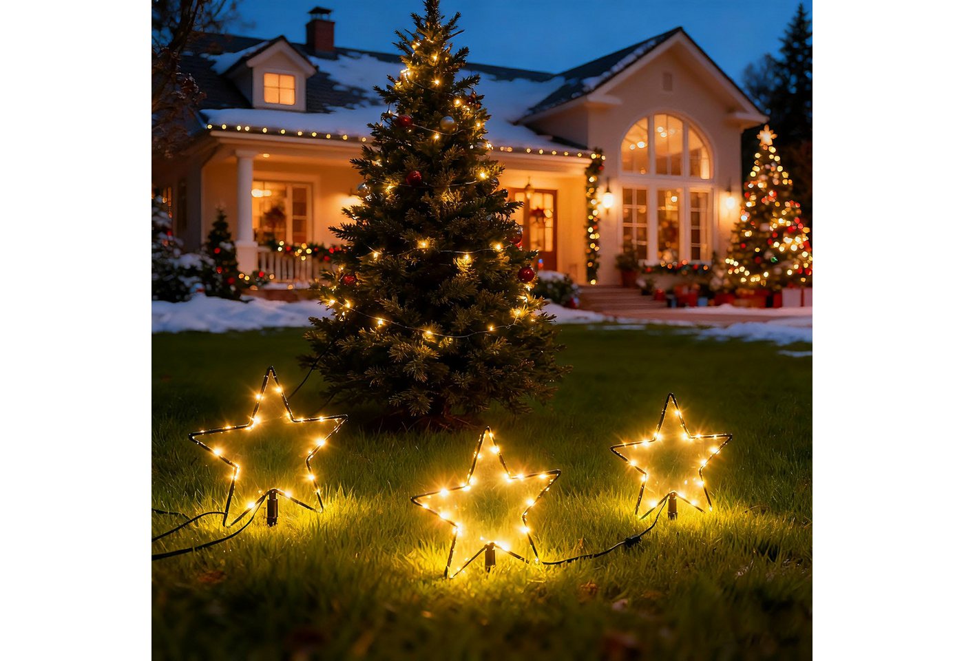 Salcar LED-Lichterkette LED Leuchtstäbe Stern Garten LED Leuchtstern 3 Stück/ 6 Stück Warmweiß, 30cm 3er Sterne LED Bild 3