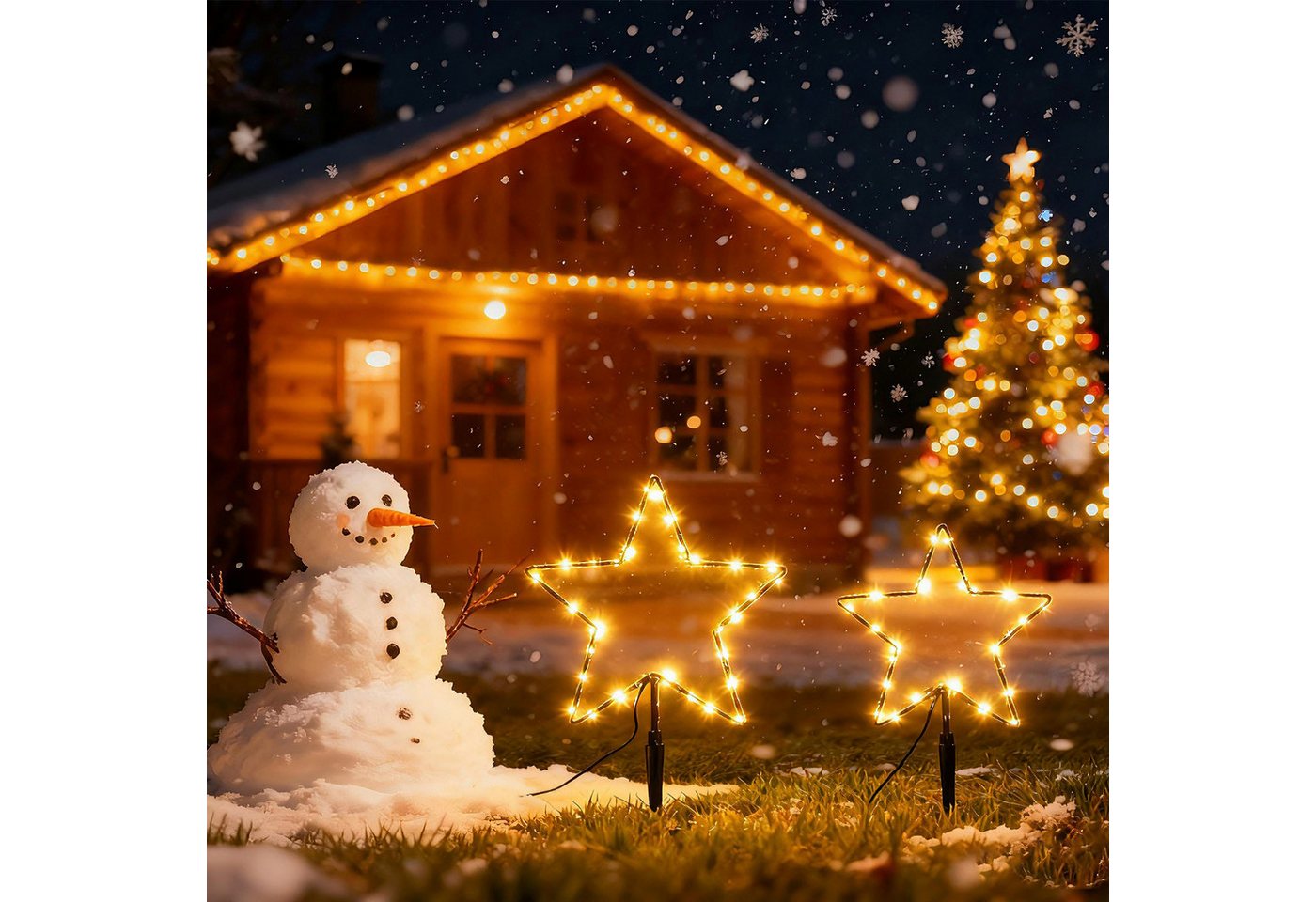 Salcar LED-Lichterkette LED Leuchtstäbe Stern Garten LED Leuchtstern 3 Stück/ 6 Stück Warmweiß, 30cm 3er Sterne LED Bild 4