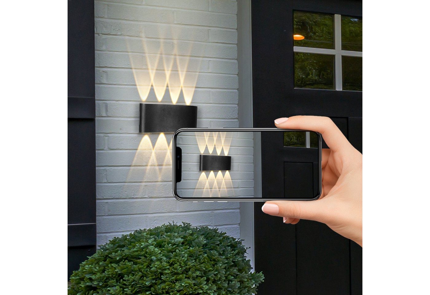 Nettlife LED Wandleuchte Innen Aussen Wandlampe Schwarz 5W 2ER, LED fest integriert, Warmweiß, Flur Wohnzimmer Schlafzimmer Bild 2