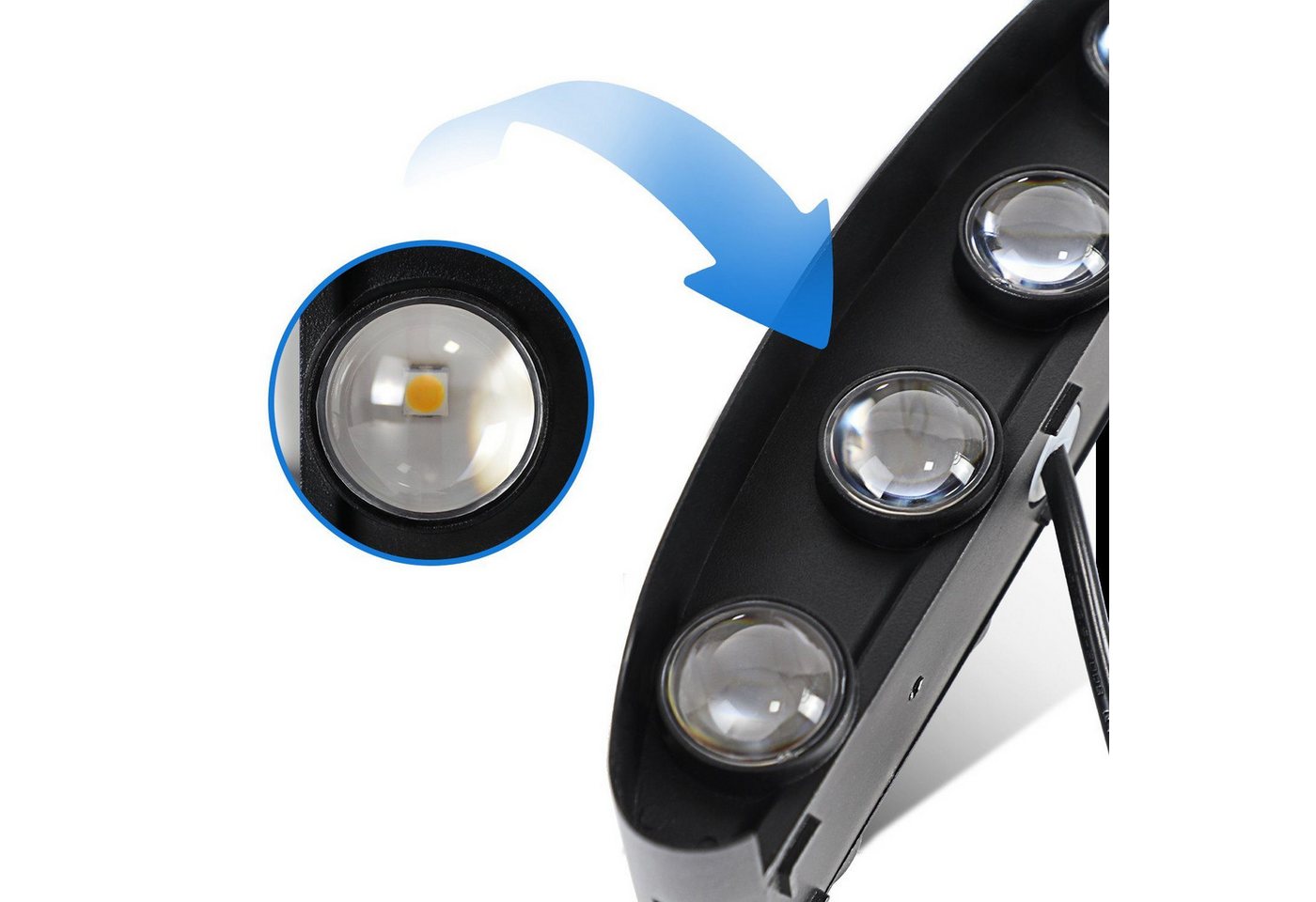 Nettlife LED Wandleuchte Innen Aussen Wandlampe Schwarz 5W 2ER, LED fest integriert, Warmweiß, Flur Wohnzimmer Schlafzimmer Bild 5
