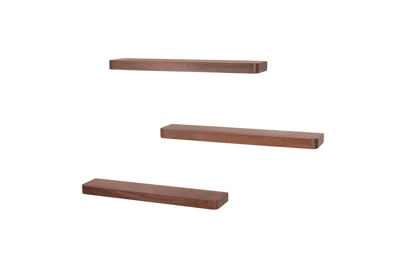 Sitheim® Wandregal Carve 60cm Set aus 3 / Massiv Akazie braun, 3-tlg. Bild 2