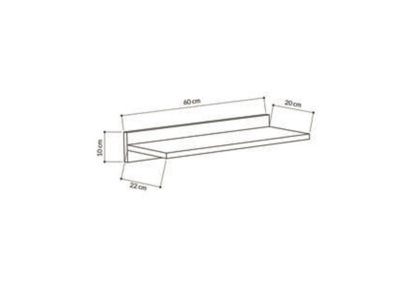 Decortie Wandregal Simple, Modernes Wandregal/Schwebendes Regal, 60 x 24 x 10 cm Bild 2