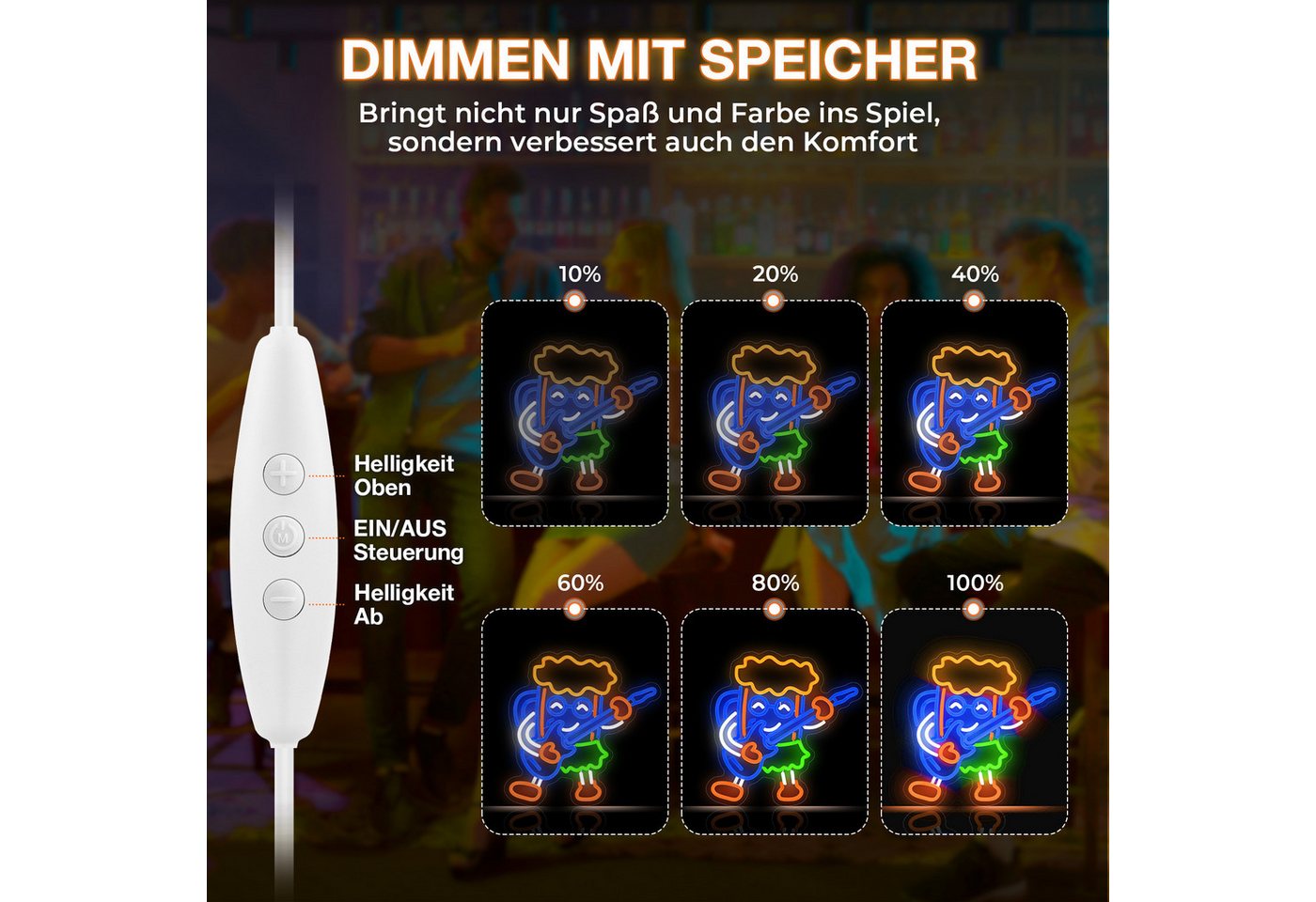 Laybasic Nachtlicht Beer Neon Schilder, 6 Helligkeit Einstellen, USB Batterie Gepierct, 35.5×36cm,für Club Party Spielzimmer Bild 4