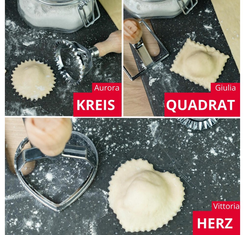 WESTMARK Ravioliform Aurora – Praktischer Kreis-Ausstecher, und, Ø 68 mm – Zink, Buchenhol, langlebig, hochwertig, vielseitig