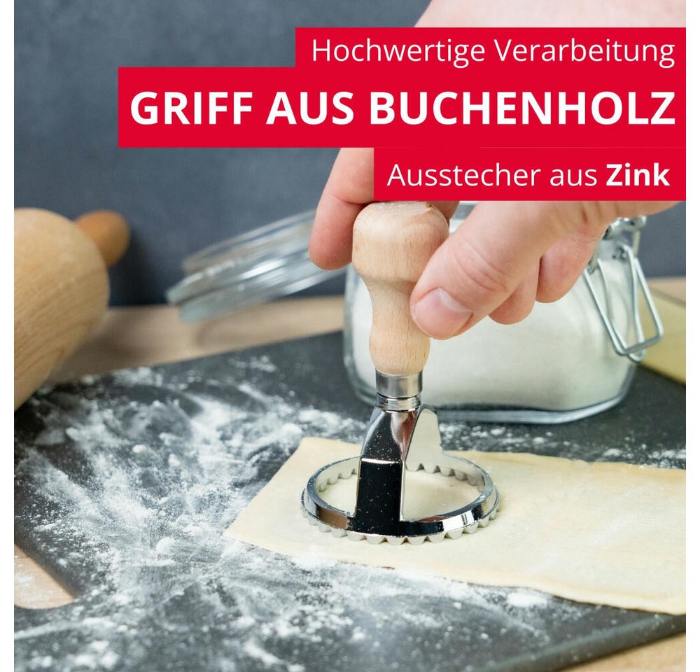 WESTMARK Ravioliform Aurora – Praktischer Kreis-Ausstecher, und, Ø 68 mm – Zink, Buchenhol, langlebig, hochwertig, vielseitig Bild 2