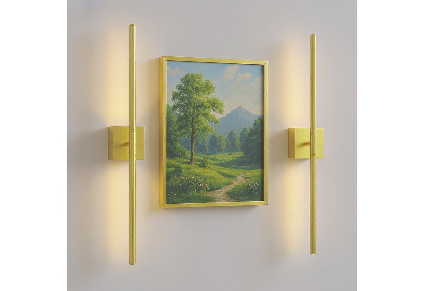 LOHAS-LED Wandleuchte Akku LED Wandleuchte Linear Gold 72 cm, 3 CCT dimmbar, Nachtlicht / Timer / Helligkeit anpassen, LED fest integriert, Warmweiß, Tagesweiß, Kaltweiß, Touch & Fernbedienung, 10000mAh Batterie Bild 3