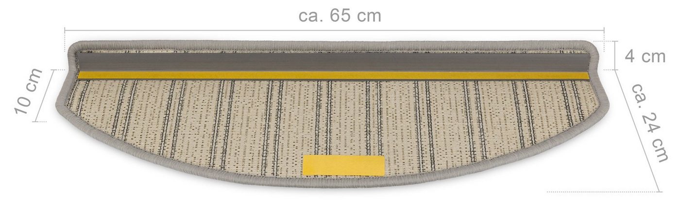 Metzker® Stufenmatte Shaggy Stufenmatten Emphoria Halbrund, Halbrund, Höhe: 15 mm, 15 Stück im Set - Ocker Bild 2