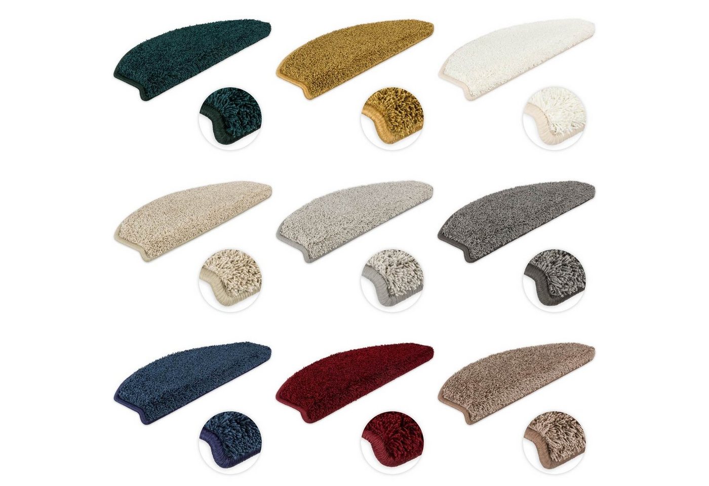 Metzker® Stufenmatte Shaggy Stufenmatten Emphoria Halbrund, Halbrund, Höhe: 15 mm, 15 Stück im Set - Ocker Bild 3