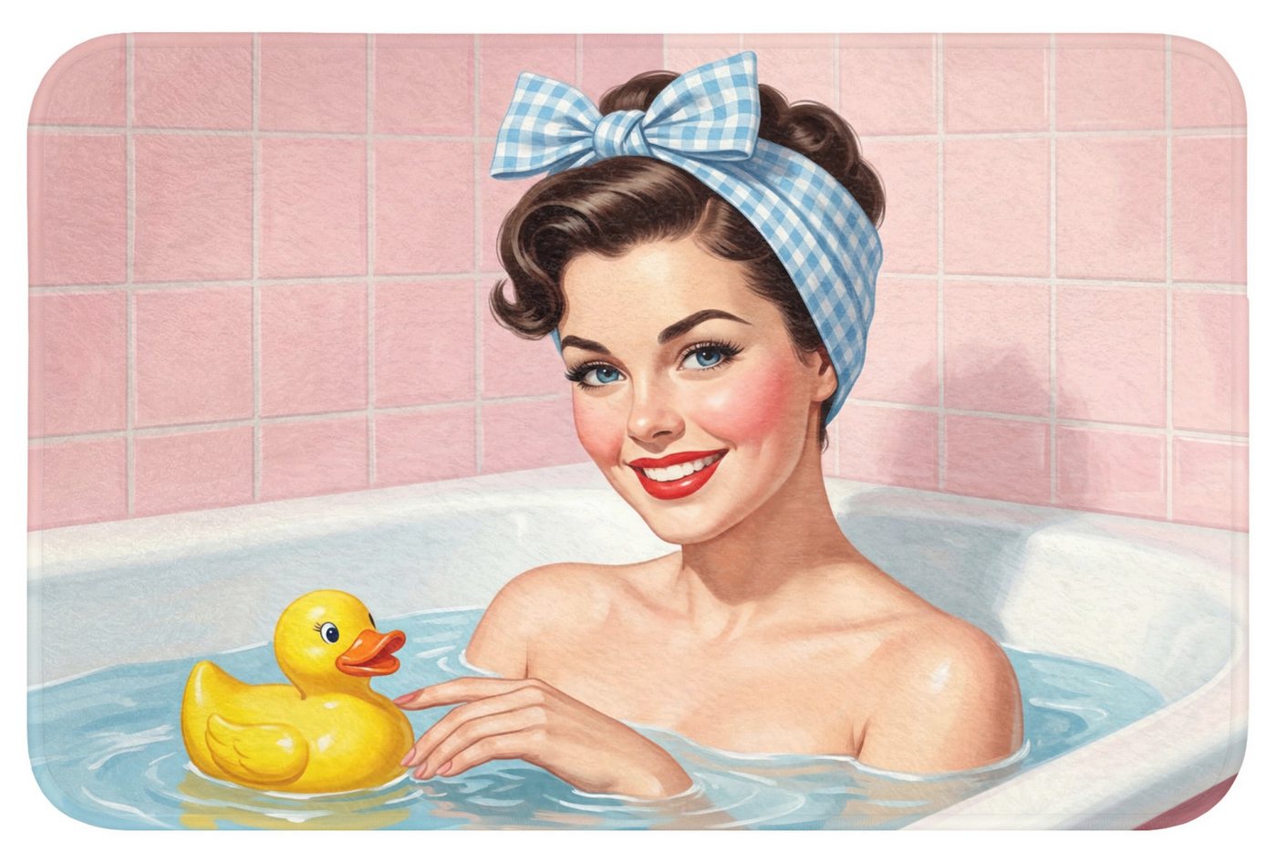 OnlyWow Badematte Badezimmer - Ente - Blau, Höhe 10 mm, Polyester, Rechteckig, Badezimmerteppich, Badteppich, Rutschfest, Badvorleger, Waschbar Bild 2