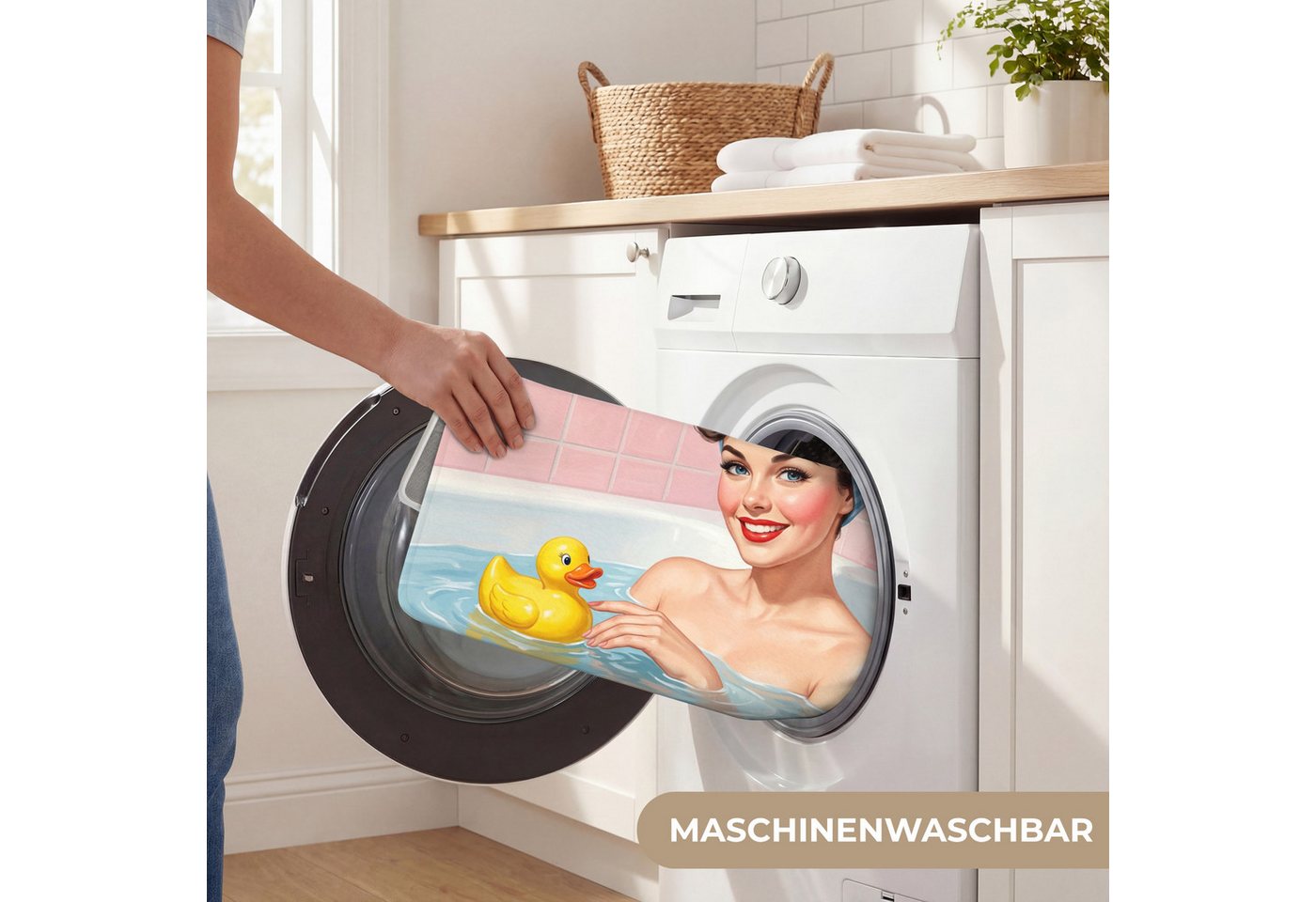 OnlyWow Badematte Badezimmer - Ente - Blau, Höhe 10 mm, Polyester, Rechteckig, Badezimmerteppich, Badteppich, Rutschfest, Badvorleger, Waschbar Bild 3