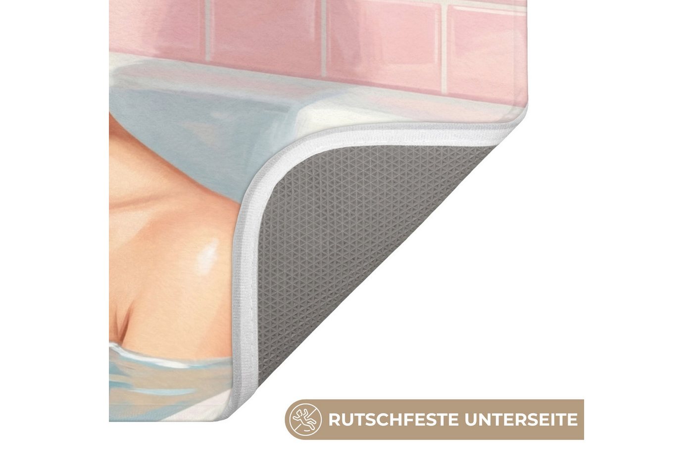 OnlyWow Badematte Badezimmer - Ente - Blau, Höhe 10 mm, Polyester, Rechteckig, Badezimmerteppich, Badteppich, Rutschfest, Badvorleger, Waschbar Bild 4