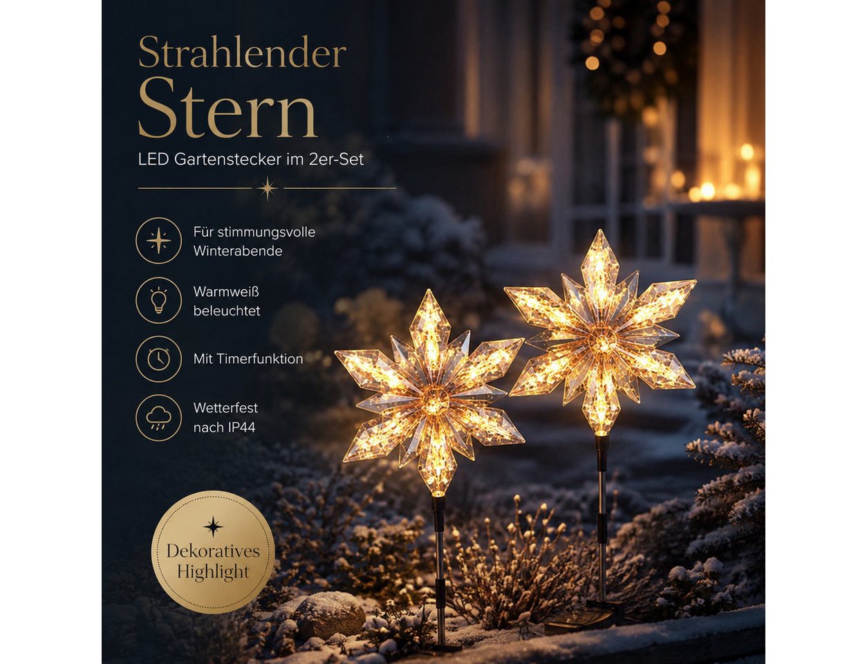 Weltbild Gartenstecker LED Gartenstecker Shiny Stars 2er-Set Sternenlicht Gartenbeleuchtung Solar Deko Außenbeleuchtung Lichterdeko Garten Terrasse Balkon Bild 4