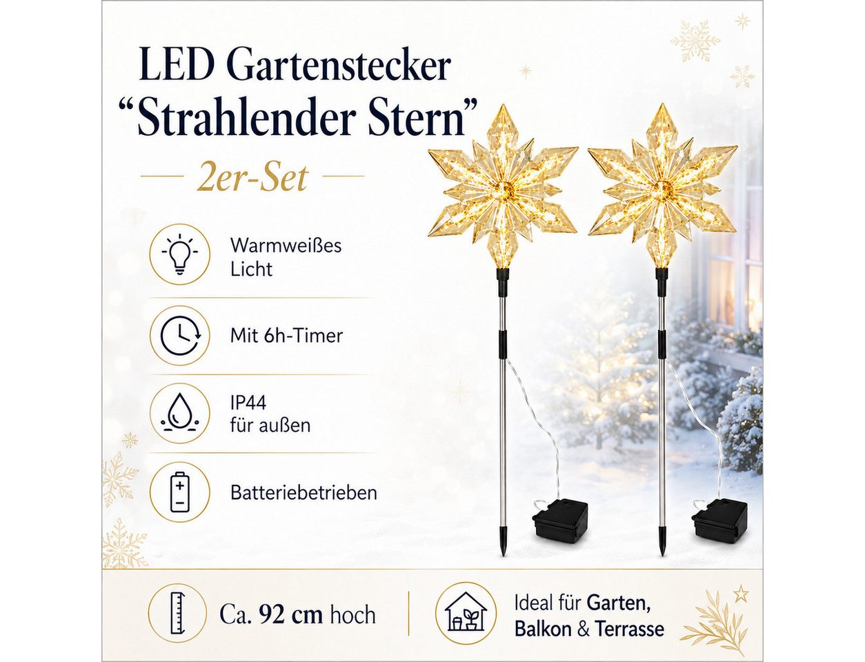 Weltbild Gartenstecker LED Gartenstecker Shiny Stars 2er-Set Sternenlicht Gartenbeleuchtung Solar Deko Außenbeleuchtung Lichterdeko Garten Terrasse Balkon Bild 5