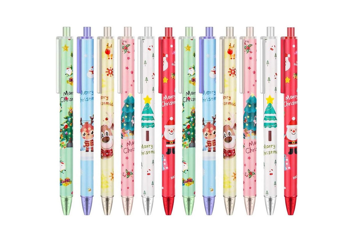 FOUORTUNATE-BEE Kugelschreiber 12 Stuck Weihnachtsstifte Kugelschreiber Weihnachten, (Schneemann Stifte Weihnachtsstifte Set, 12-tlg), für Weihnachts Schule Weihnachtsgeschenke Kleinigkeiten Bild 3
