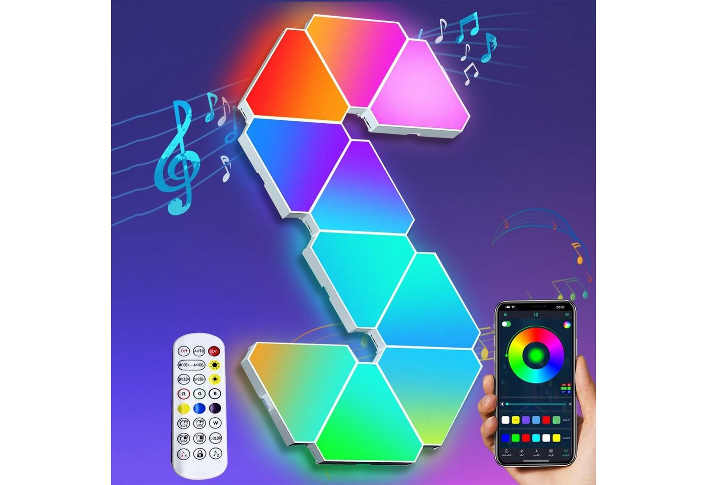 MUPOO LED Wandleuchte LED Wandleuchte Dreiecke,LED Panel Dekolicht, WIFI-APP, LED Nachtlicht für Spiel Schlafzimmer Dekoration Kreative dekorative Bild 2
