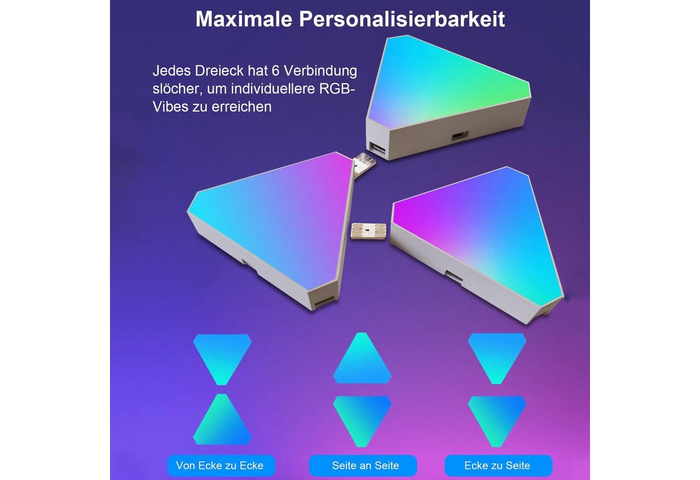 MUPOO LED Wandleuchte LED Wandleuchte Dreiecke,LED Panel Dekolicht, WIFI-APP, LED Nachtlicht für Spiel Schlafzimmer Dekoration Kreative dekorative Bild 5