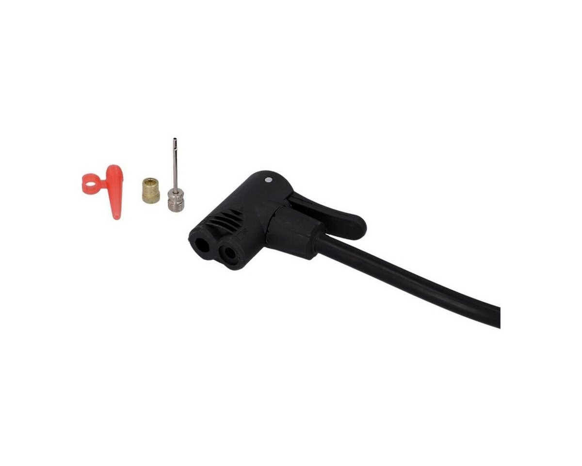 Fischer Luftpumpe Fußpumpe Doppelzylinder Duo-Kopf mit Manometer Fahrradpumpe (Analog, mit Doppelzylinder, Mit Manometer, Inkl. Ballnadel und Adapter), Luftpumpe Tretpumpe Reifenpumpe Ballpumpe Bild 5