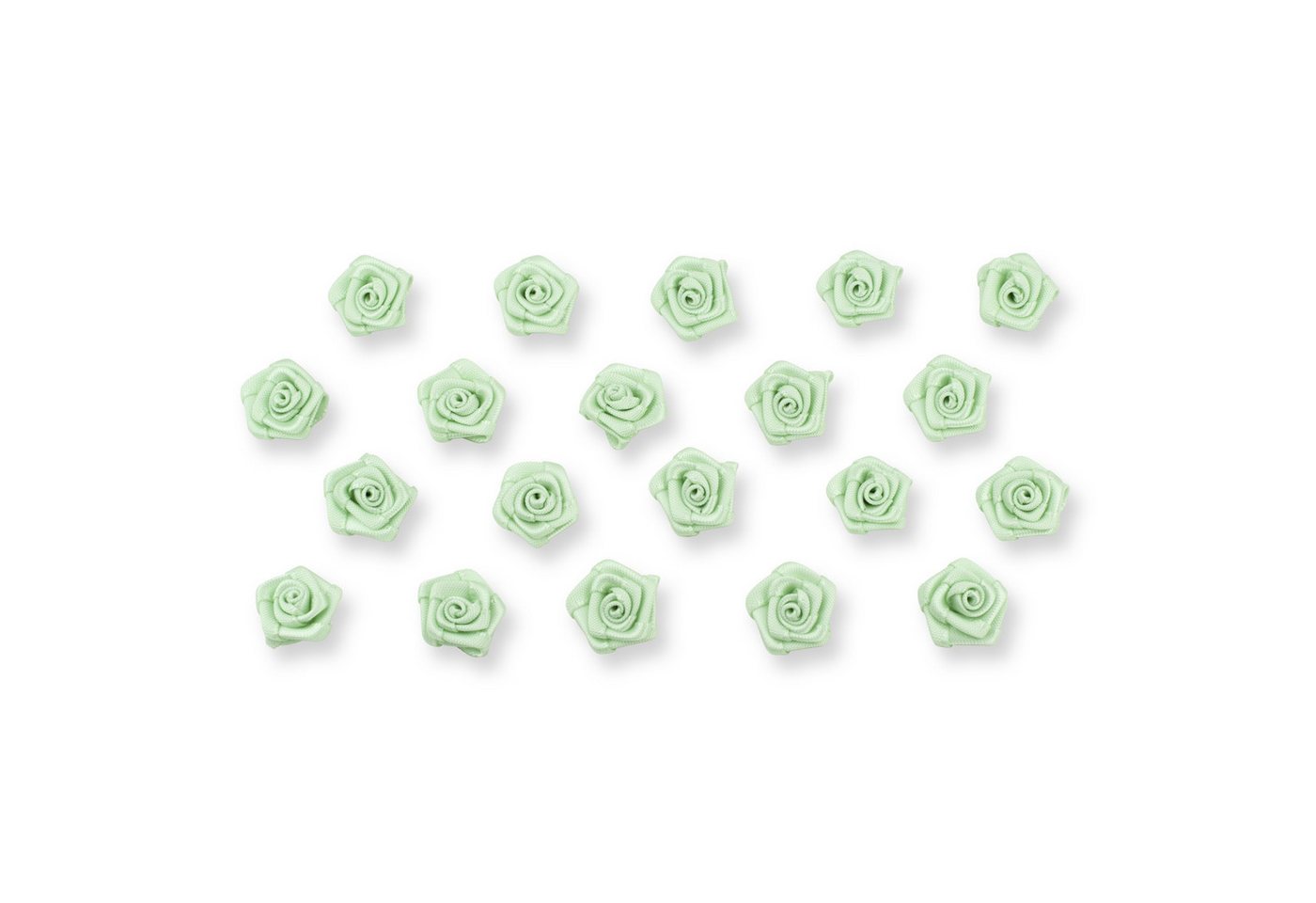Creativery Streudeko, Satinrosen 15mm zum Basteln & Aufnähen 20 Stück Mint Bild 4
