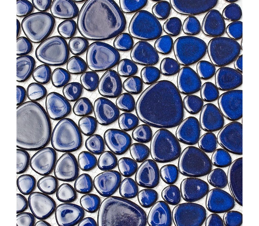 Mosafil Mosaikfliesen Keramik Mosaik Fliesen Kiesel Optik Dunkelblau, Keramik 27.500x27.500, dunkelblau, Verlegefertig auf ein Netz geklebt - Frostsicher - Wasserfest Bild 3
