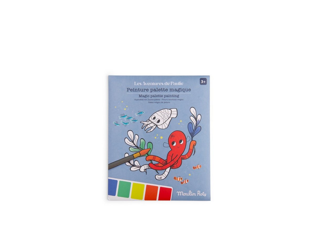Moulin Roty Malvorlage Ausmalbilder mit Wasserfarben Paulie Ausmalset mit Wasserfarben für (Set), Ausmalset mit Wasserfarben