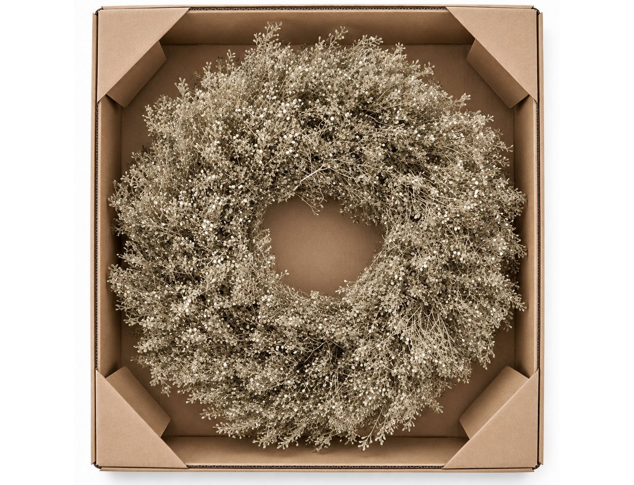 finehomegarden Dekokranz Lepidium Kranz Ø35cm Platin Herbstkranz Türkranz Herbst Deko, Naturmaterial Türkranz, Wandkranz & Tischdeko – Herbstliche Dekoration