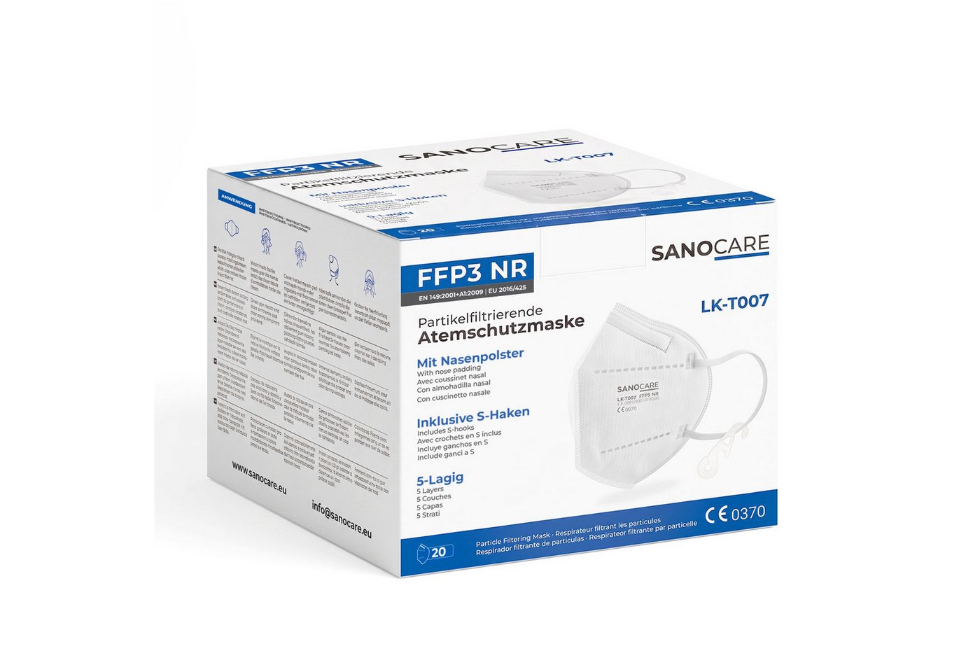 Sanocare Filtrierende Halbmasken FFP3 FFP3 Atemschutzmaske (20er Box) Bild 2