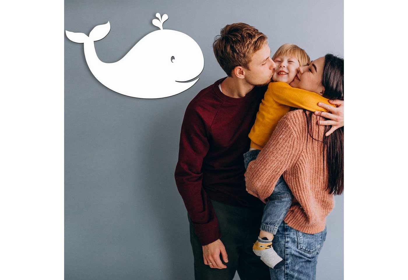 Namofactur LED Nachtlicht Wandlampe Wal Holz Wand Deko Lampe, Kinderzimmer Nachtlicht, Mit Zugschalter, LED fest integriert, Warmweiß Bild 2