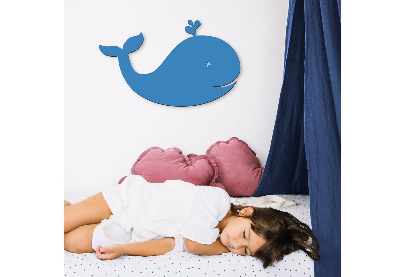 Namofactur LED Nachtlicht Wandlampe Wal Holz Wand Deko Lampe, Kinderzimmer Nachtlicht, Mit Zugschalter, LED fest integriert, Warmweiß Bild 3