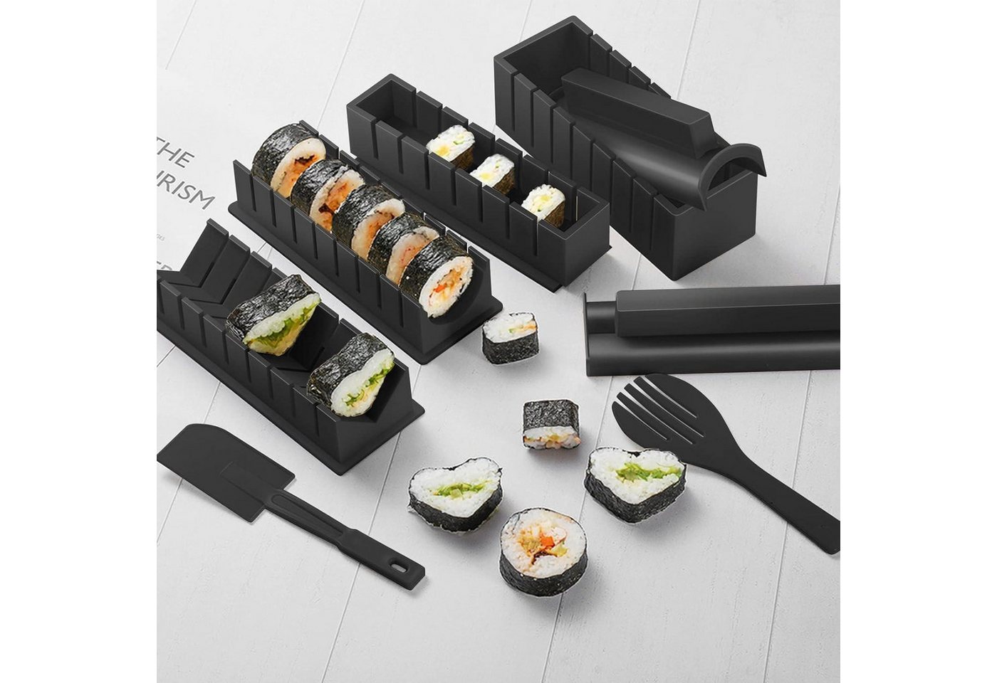 SKYSER Back-Set Sushi Maker Set 20-teilig für Anfänger selbst machen Schwarz Bild 3