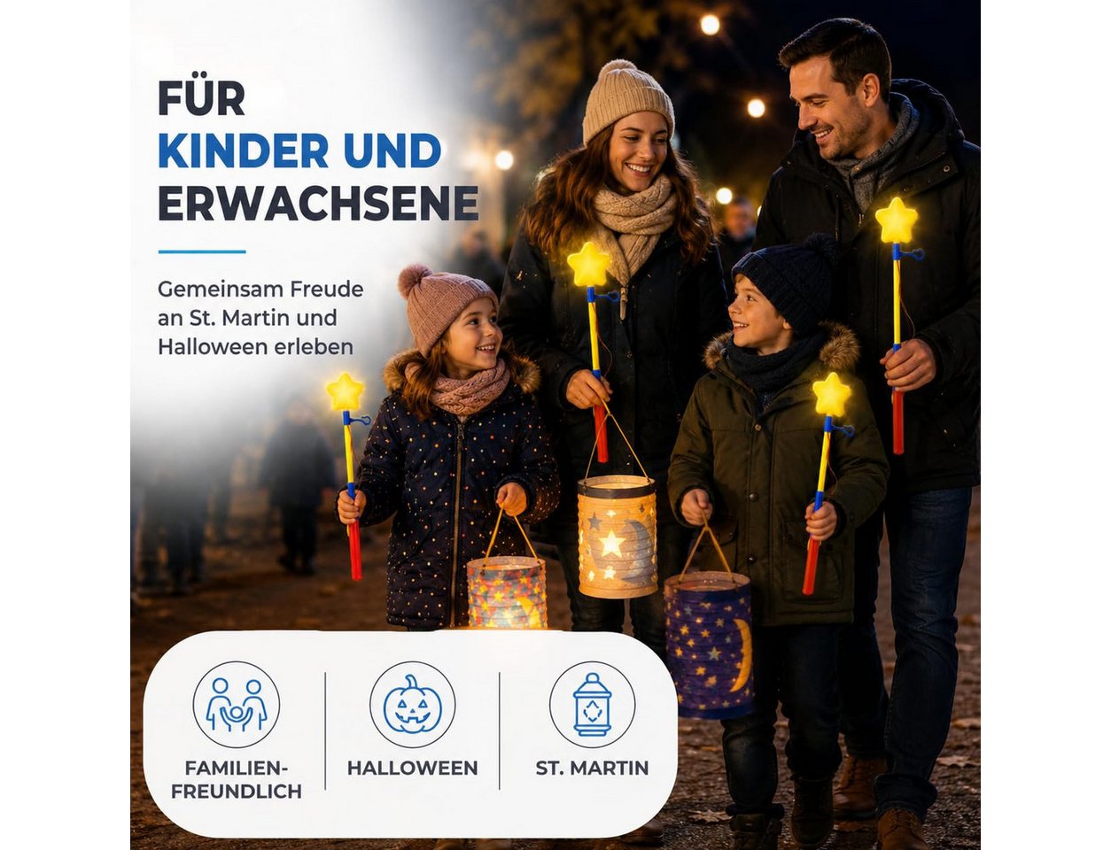 TK Gruppe LED Laterne Elektrischer Laternenstab mit leuchtendem Stern und Haken Bild 4